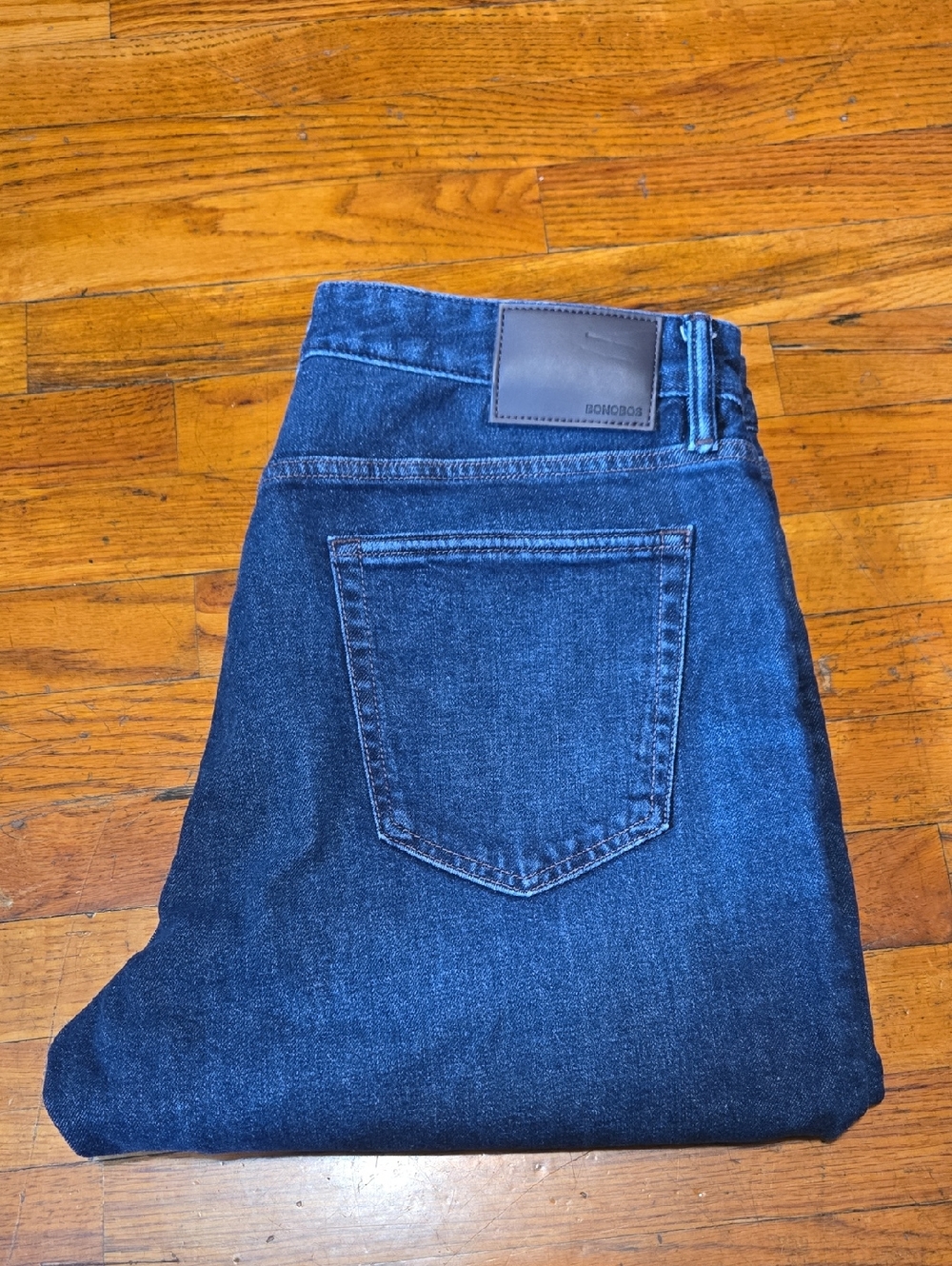 Bonobos Organic Cotton Blue Jean Men’s 35x34 (35x32) Dark Wash Athletic Fit